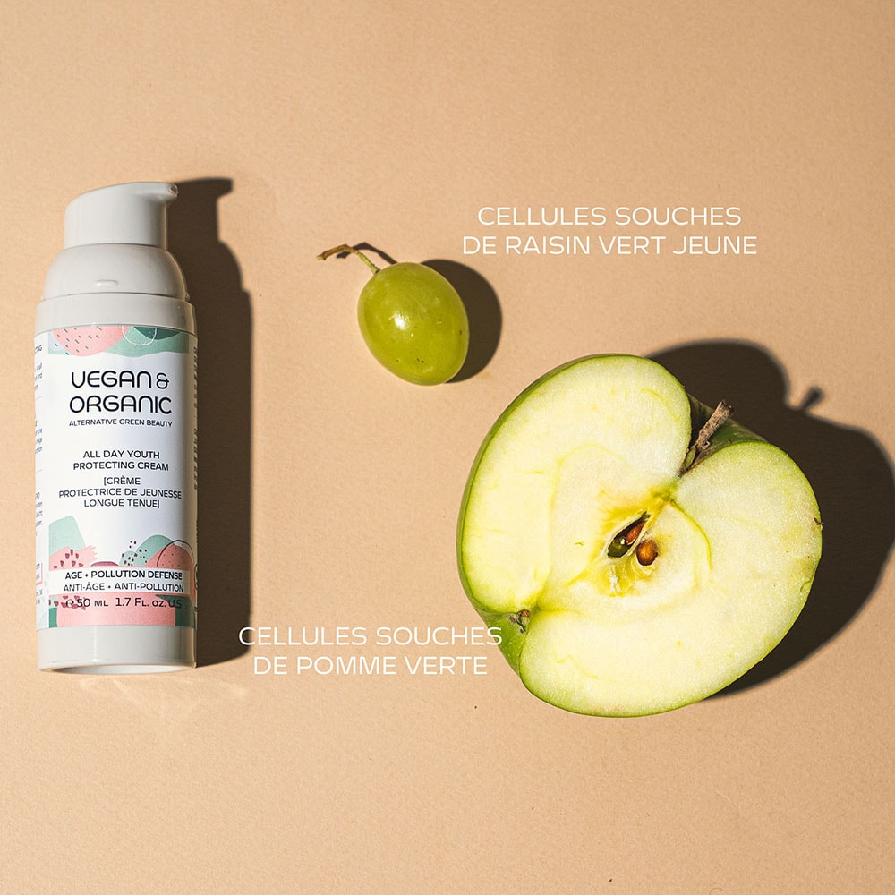 Vegan & Organic CELLULES SOUCHES DE RAISIN + POMME VERTE CRÈME PROTECTRICE DE JEUNESSE LONGUE TENUE
