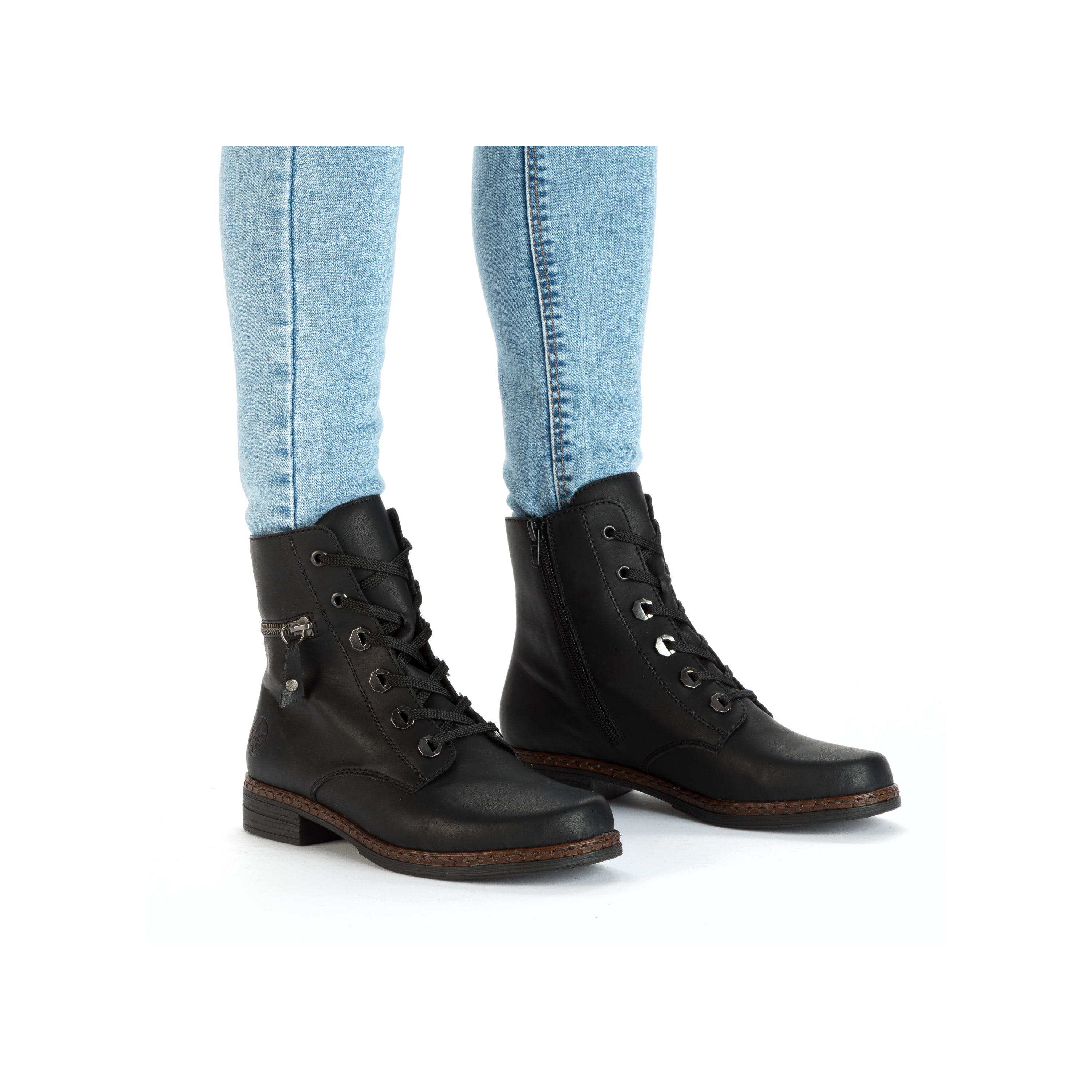 Rieker Damen Schnürstiefel nachtschwarz