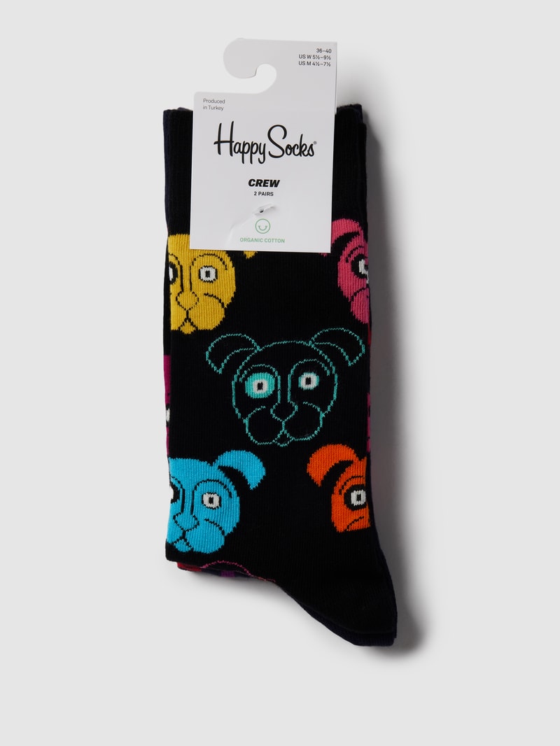 Socken mit Allover-Muster im 2er-Pack Modell 'Dog' in schwarz