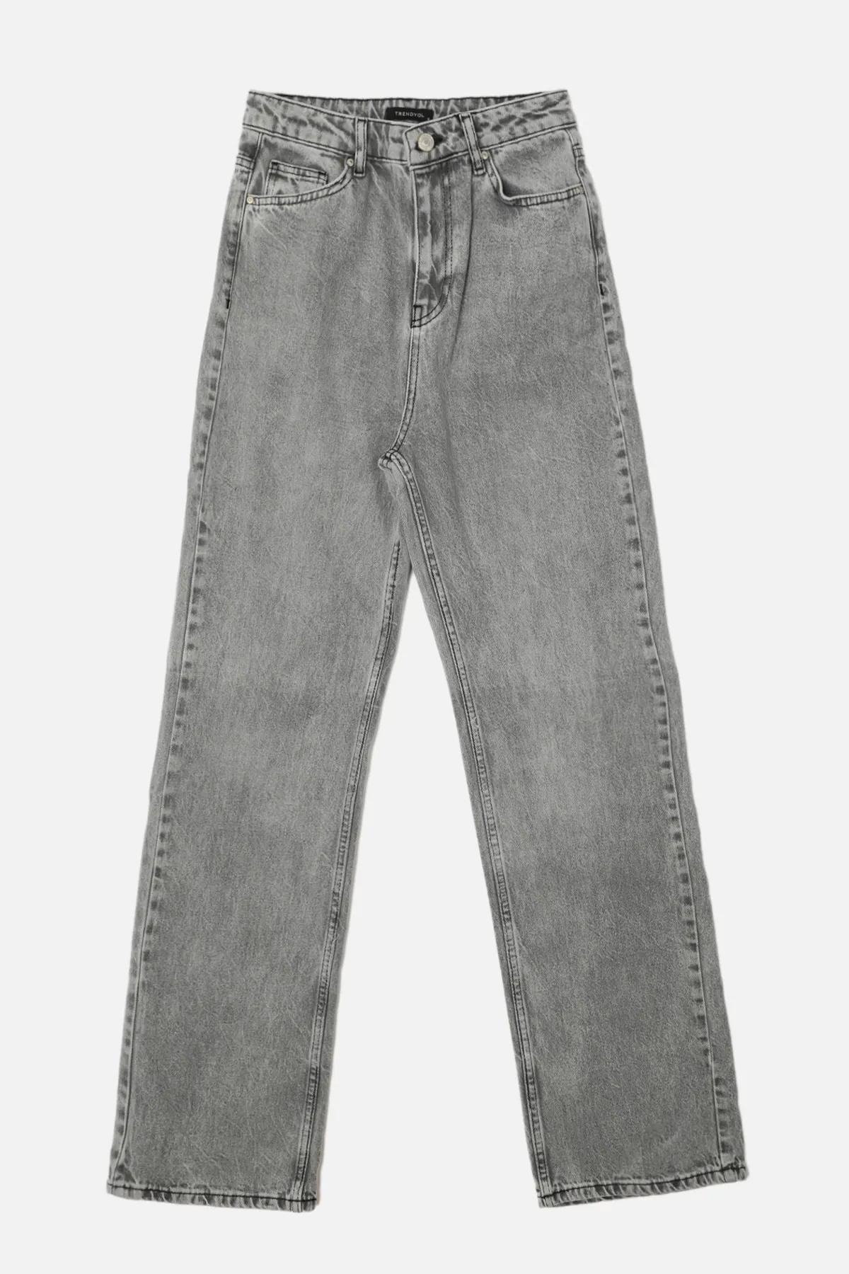 Trendyol Collection  Graue Jeans mit hoher Taille und weitem Bein TWOSS22JE0288