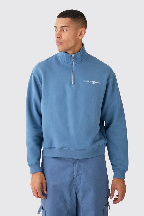 Kastiges Oversize Limited Sweatshirt mit 1/4 Reißverschluss