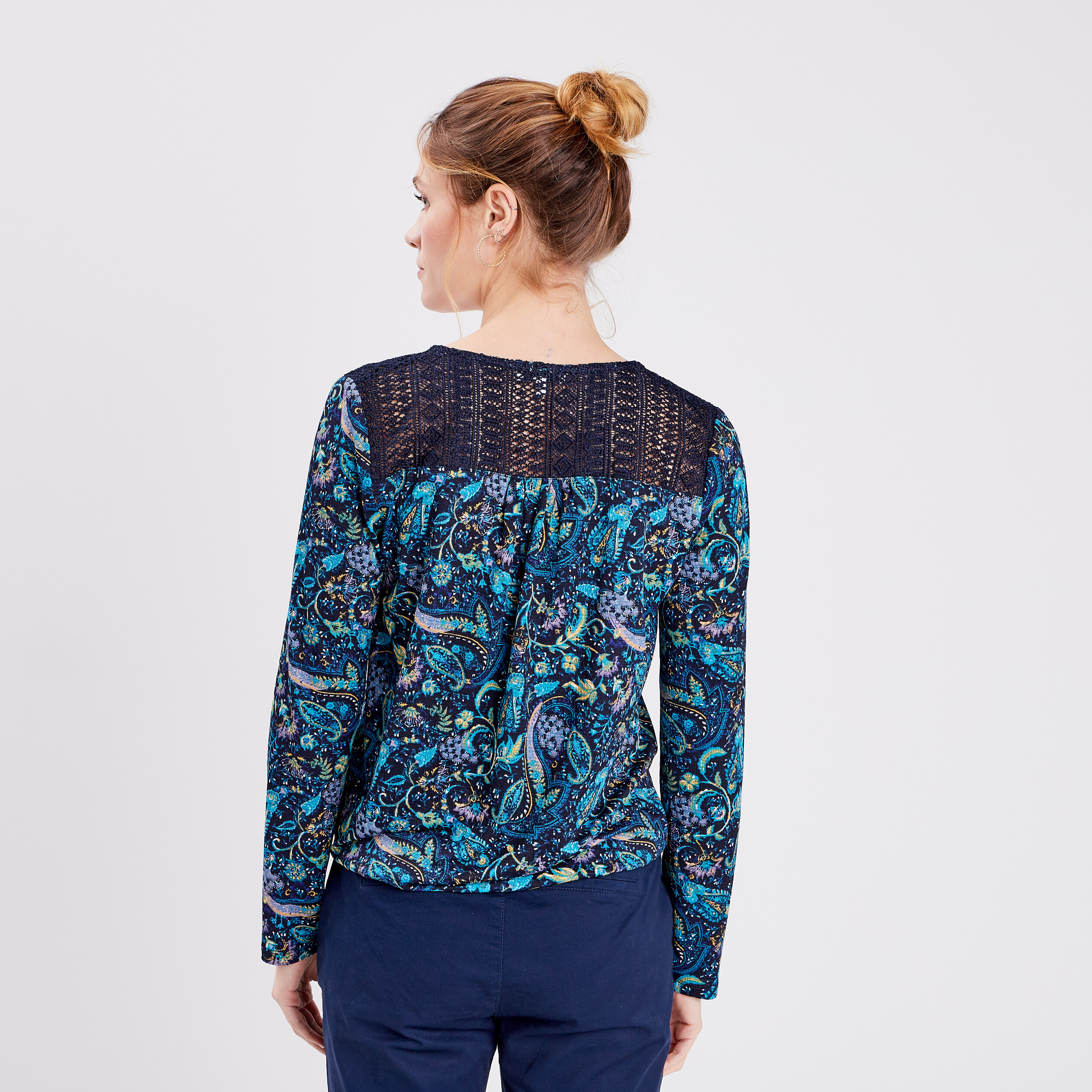 T-shirt manches longues bleu marine femme | La Halle
