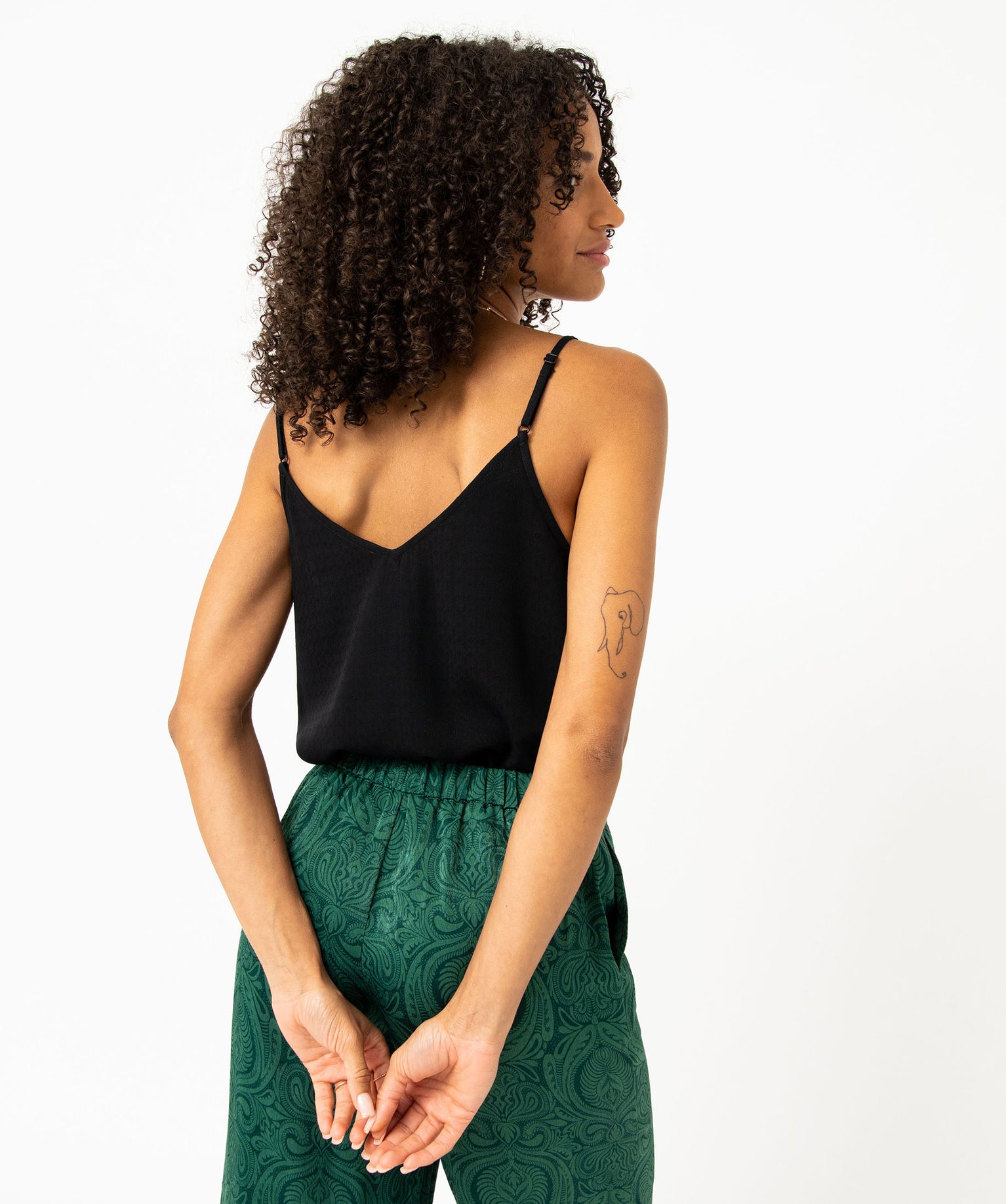 Blouse à bretelles en viscose unie et texturée femme bleu | GEMO