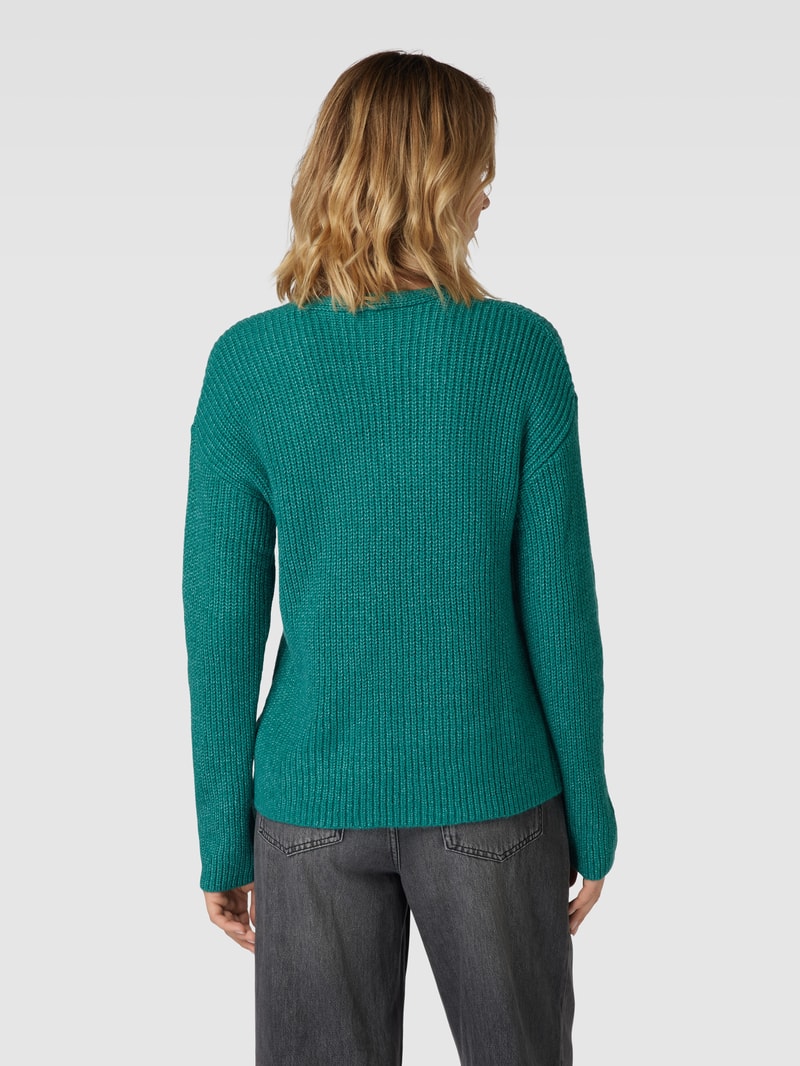 Strickpullover mit überschnittenen Schultern in bottle