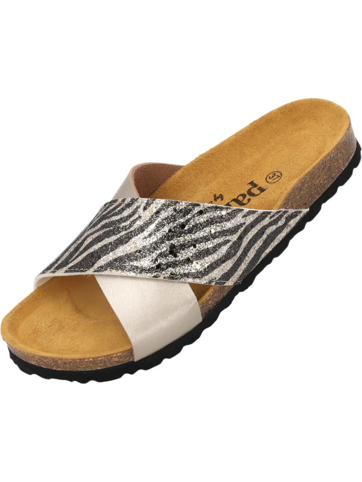 palado Pantoletten in taupe zebra glitzer günstig kaufen