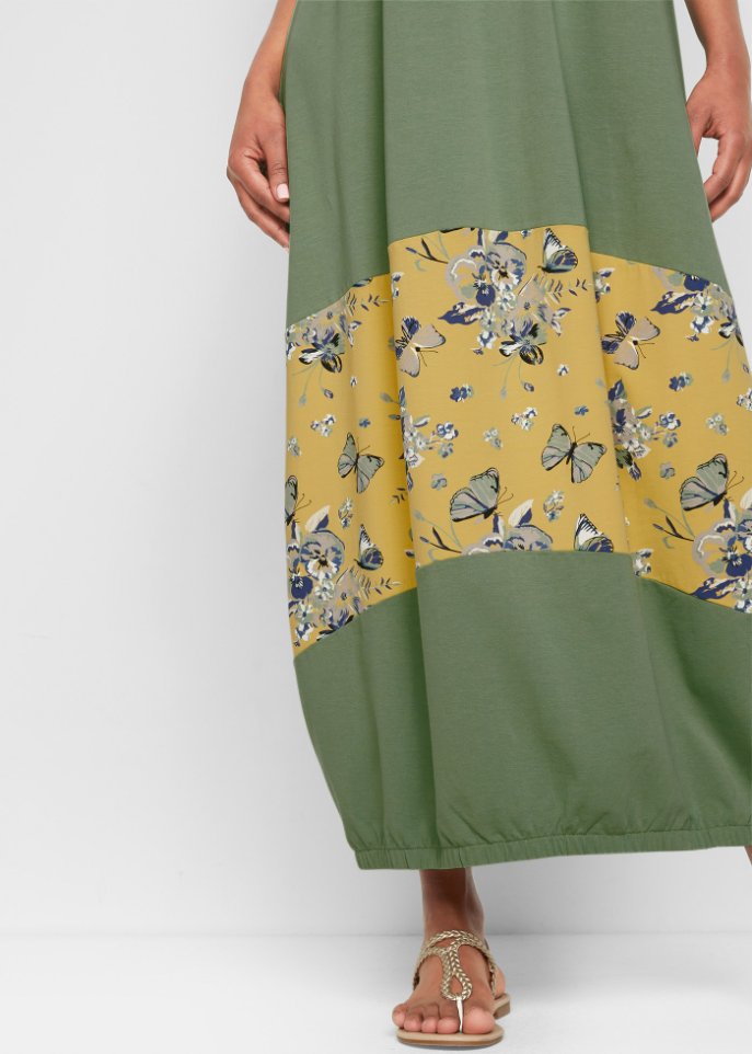 Maxi Baumwoll-Kleid in O-Form