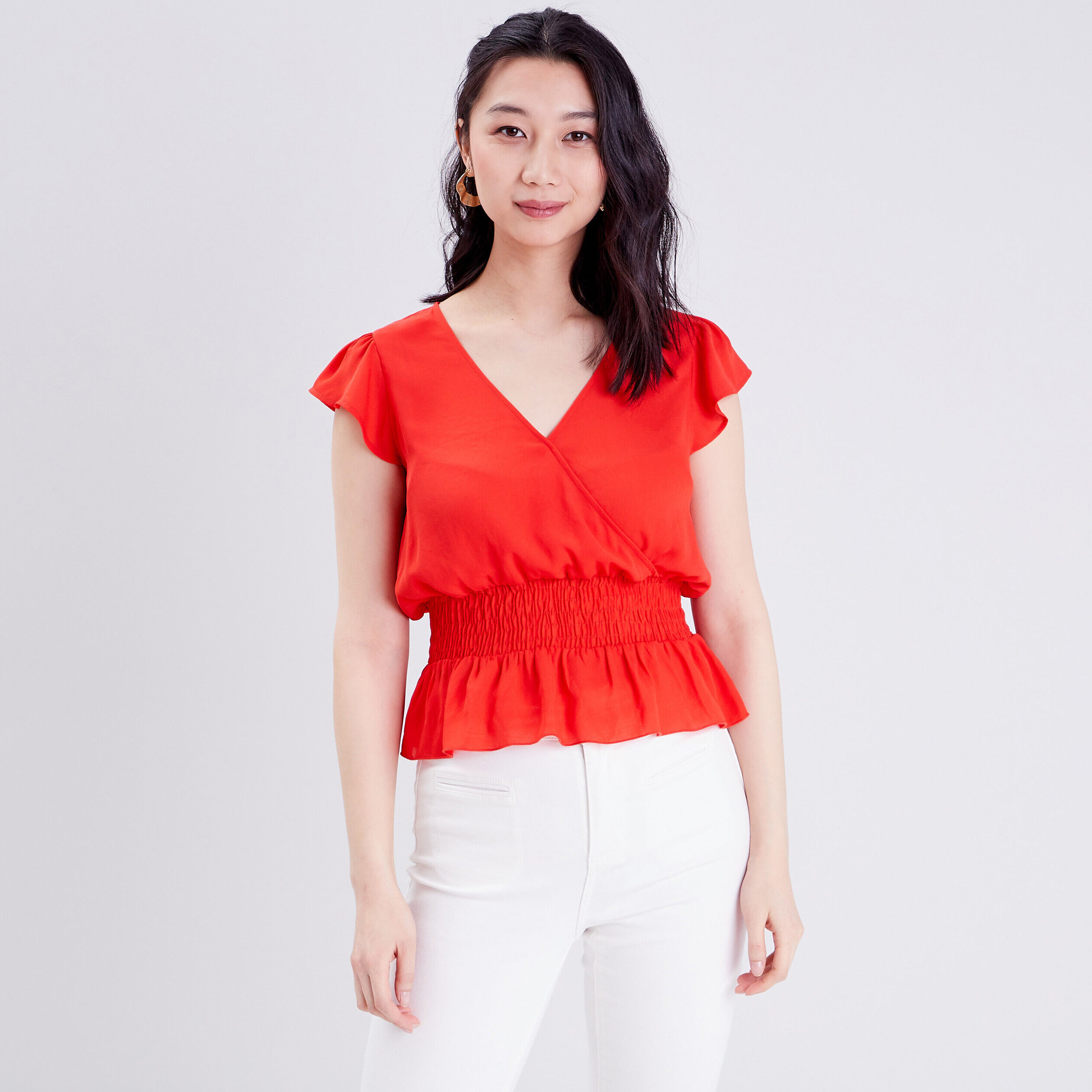 Blouse manches courtes orange femme | Cache Cache