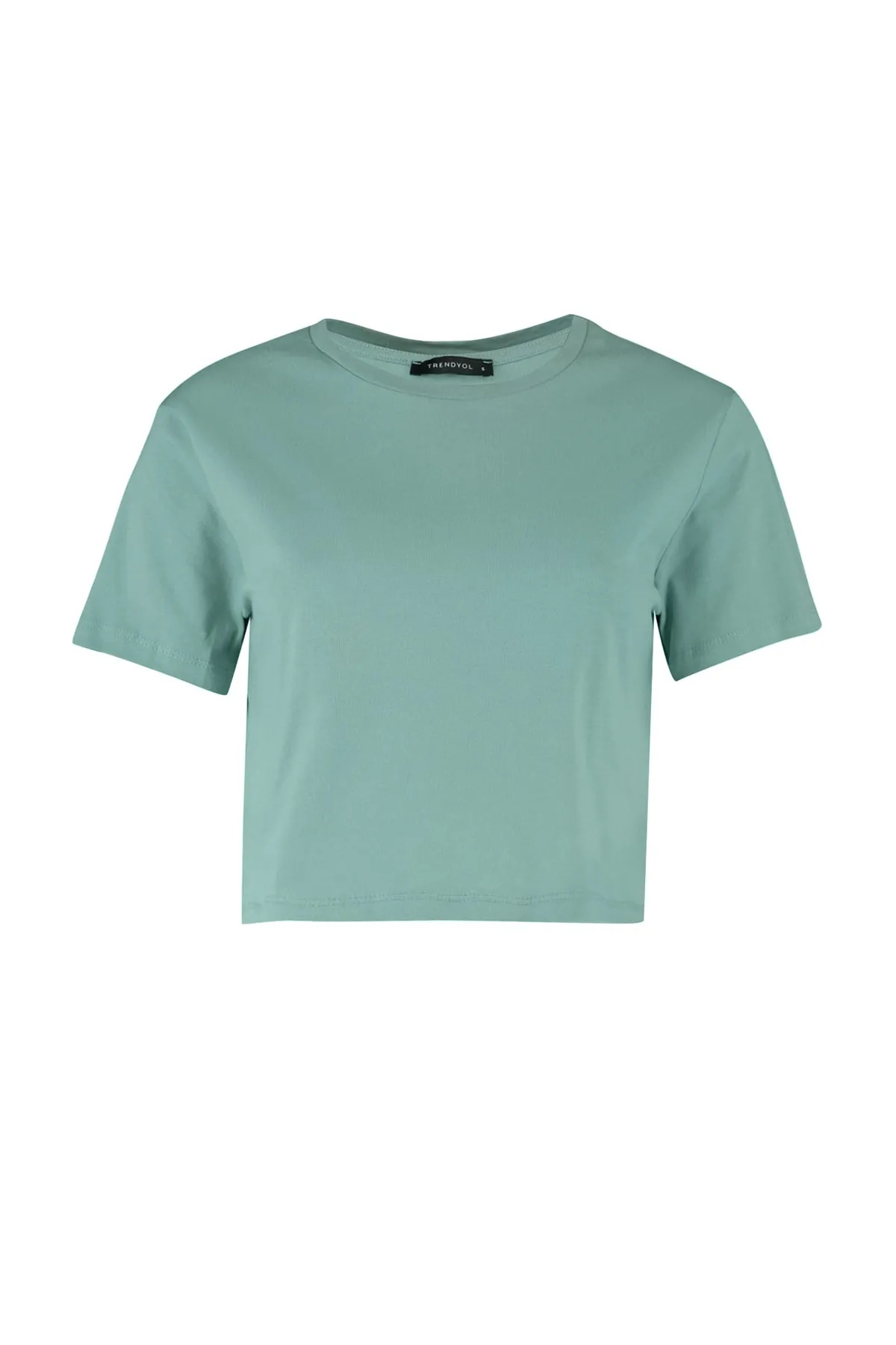 Trendyol Collection  Grau-Mint, 2er-Pack kurze Strick-T-Shirts aus 100 % Baumwolle mit Rundhalsausschnitt TWOSS20TS1480