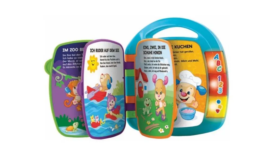 Fisher-Price Lernspaß Liederbuch (blau), Baby-Spielzeug mit Musik, Lernspielzeug