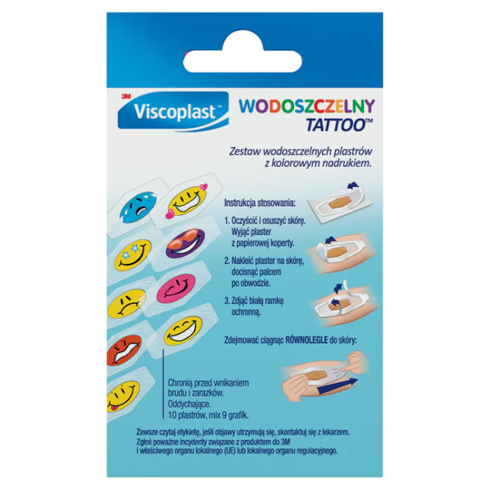 Adesivos Viscoplast Tattoo, à prova d'água, para crianças, 2,6 x 5,7 cm