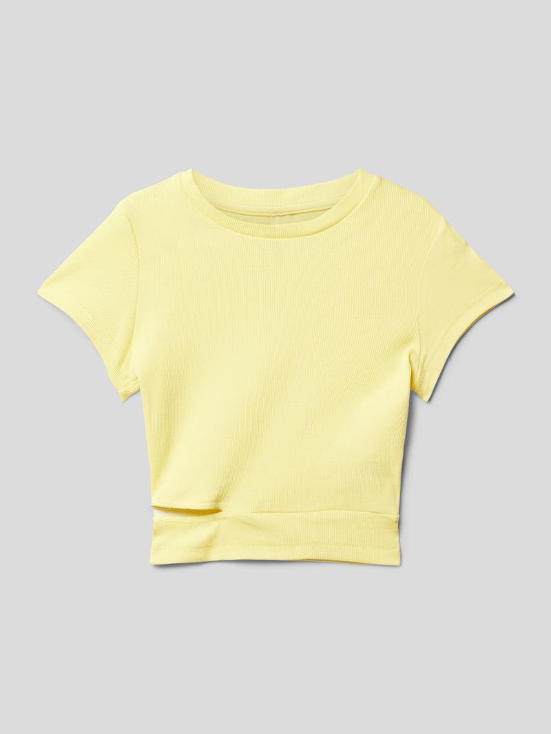 T-Shirt mit Cut Out Modell 'Girls Boxy T-Shirt' in hellgelb