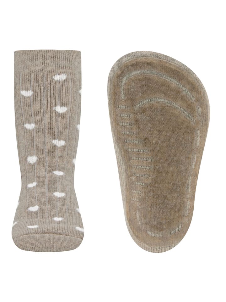ewers Stoppersocken Herzen in dunkel beige meliert günstig kaufen