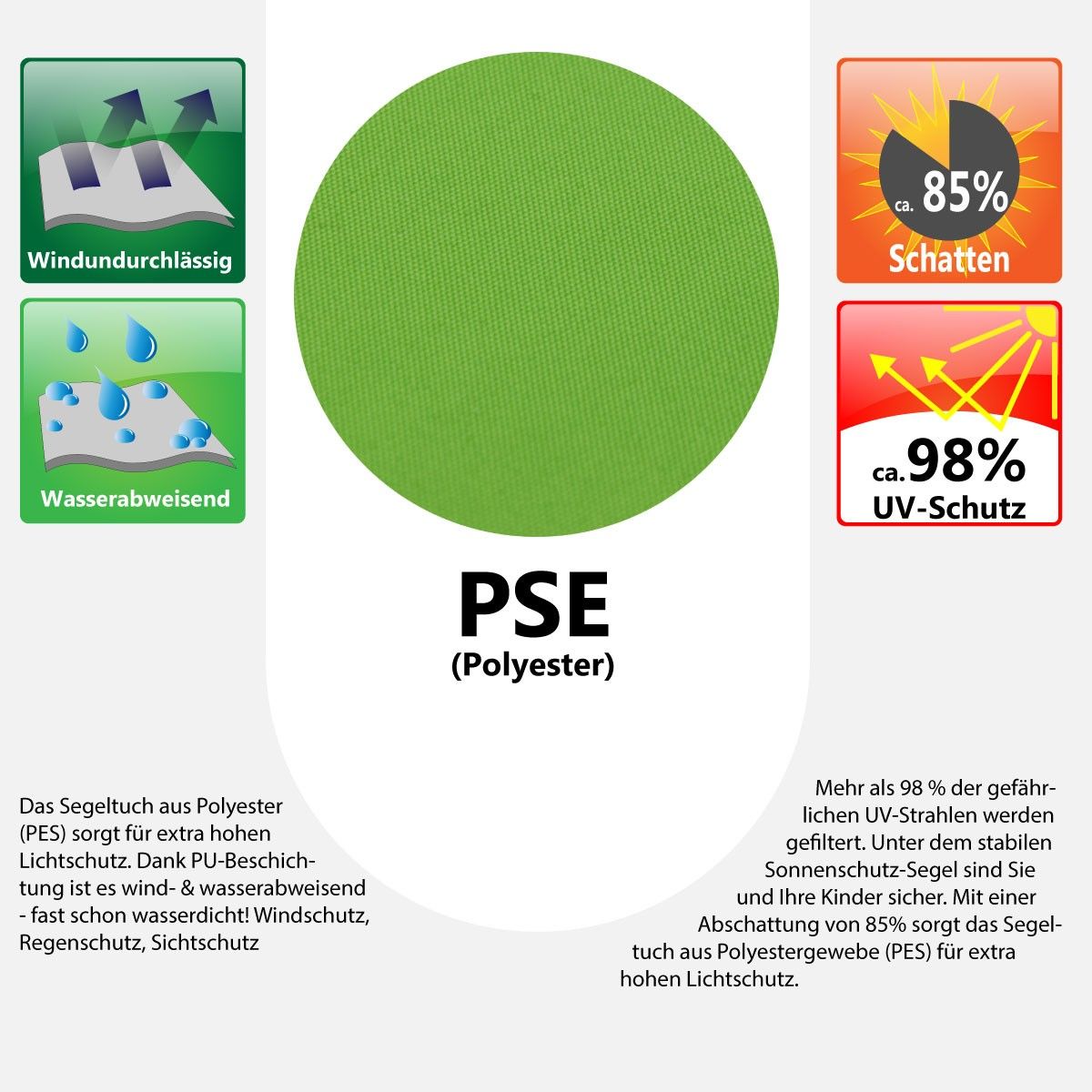 AMANKA 2 x 3 wasserabweisendes Polyester Sonnensegel