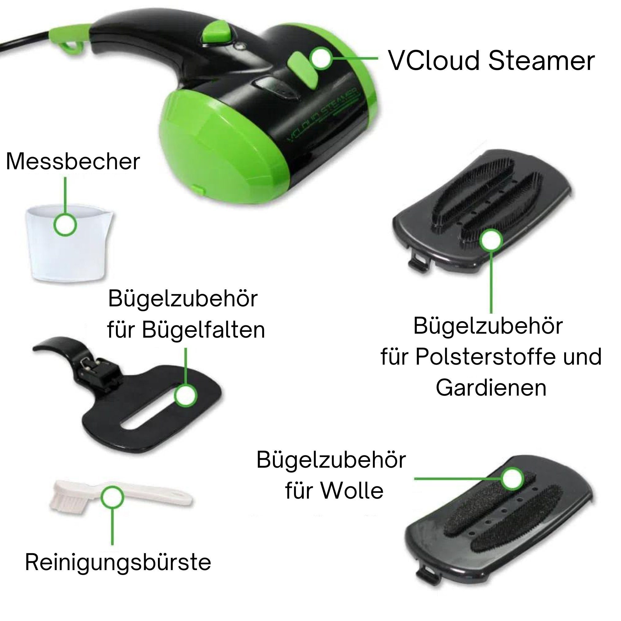 Best Direct® Dampfbürste V Cloud Steamer®, 1000,00 W, tragbare Dampfbürste für Kleidung, Polster und Bügelfalten