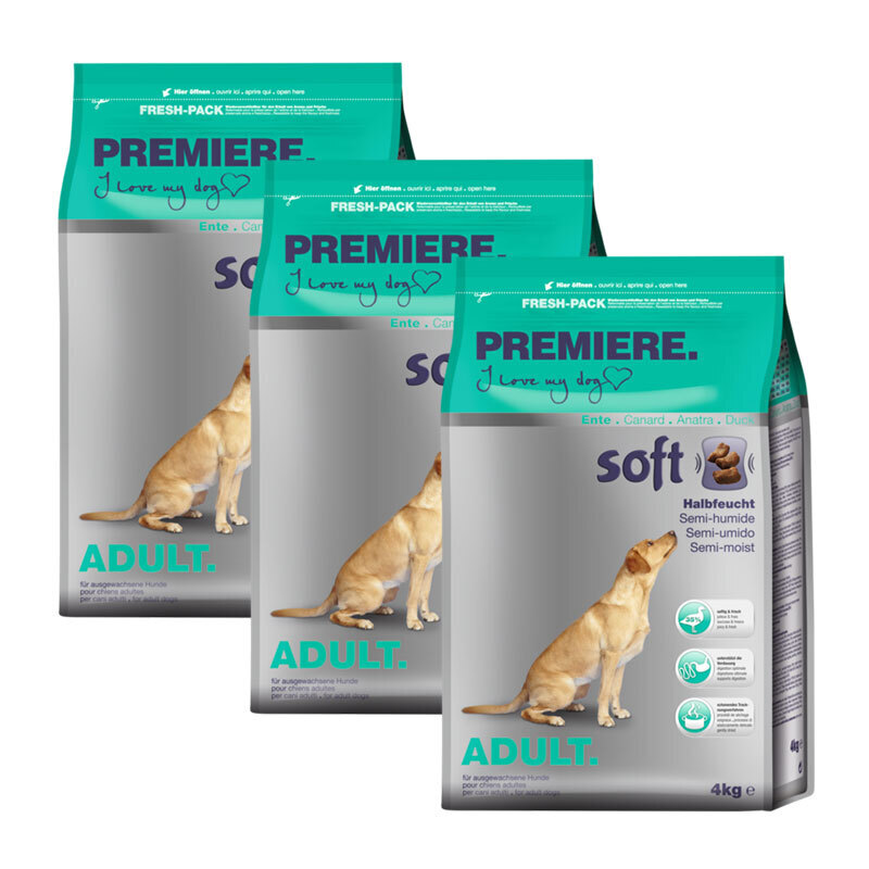 PREMIERE Hundetrockenfutter PREMIERE Soft Ente 3x4 kg
