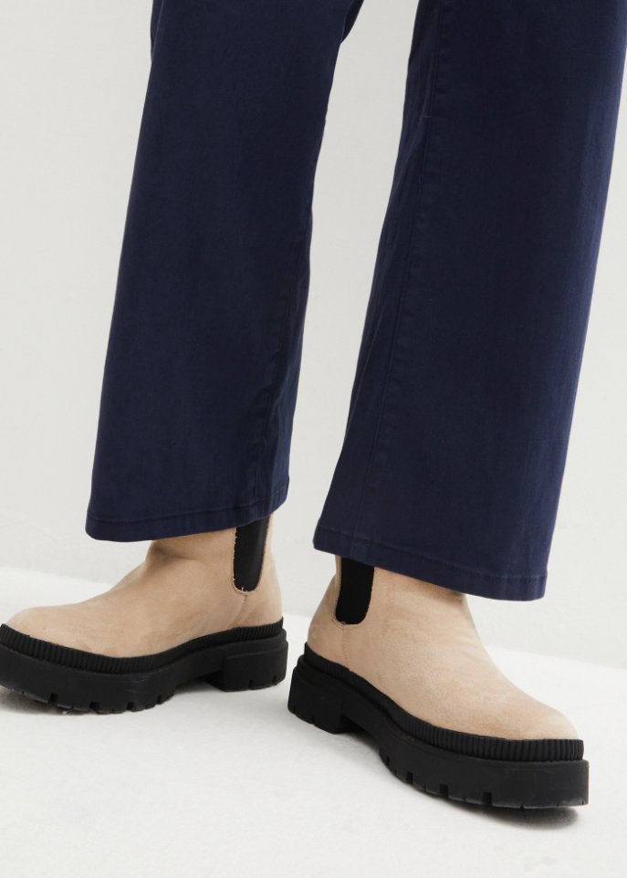 Stretch-Hose, high waist, weites Bein