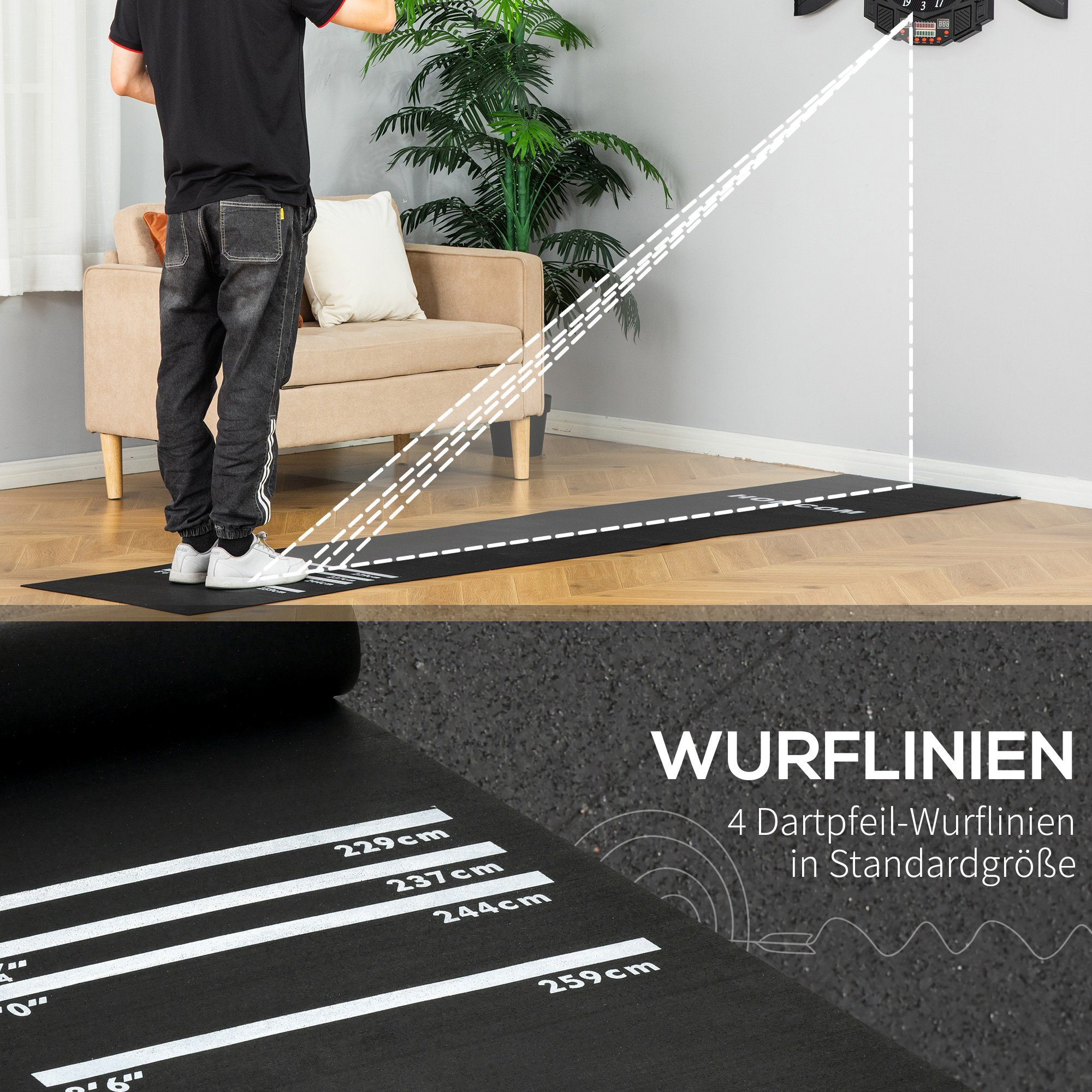 HOMCOM Dartmatte Dartmatte für Steel- und Softdart