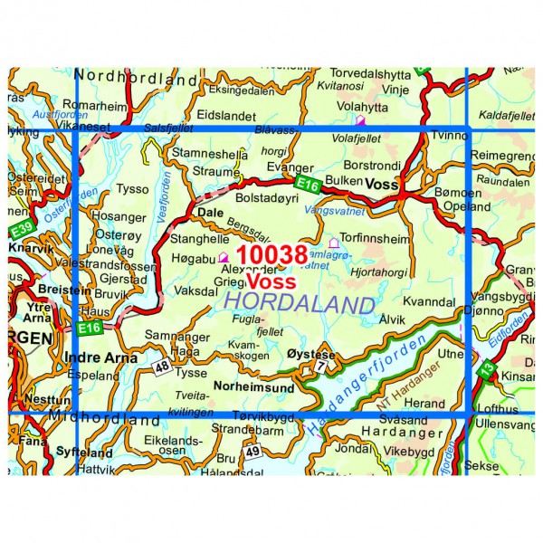 Nordeca - Wander-Outdoorkarte: Voss 1/50 - Wanderkarte