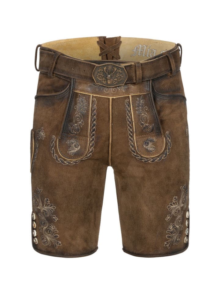 Nübler Lederhose kurz Gerd in Dunkelbraun günstig kaufen