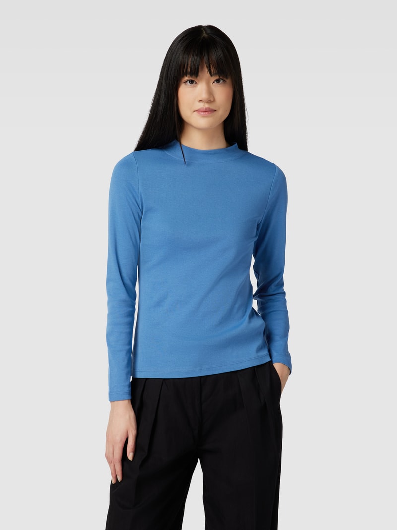 Longsleeve mit geripptem Rundhalsausschnitt in eisblau