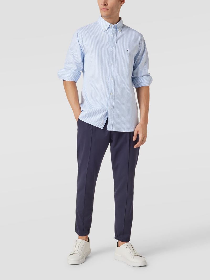 Regular Fit Freizeithemd mit Streifenmuster Modell 'CORE' in hellblau