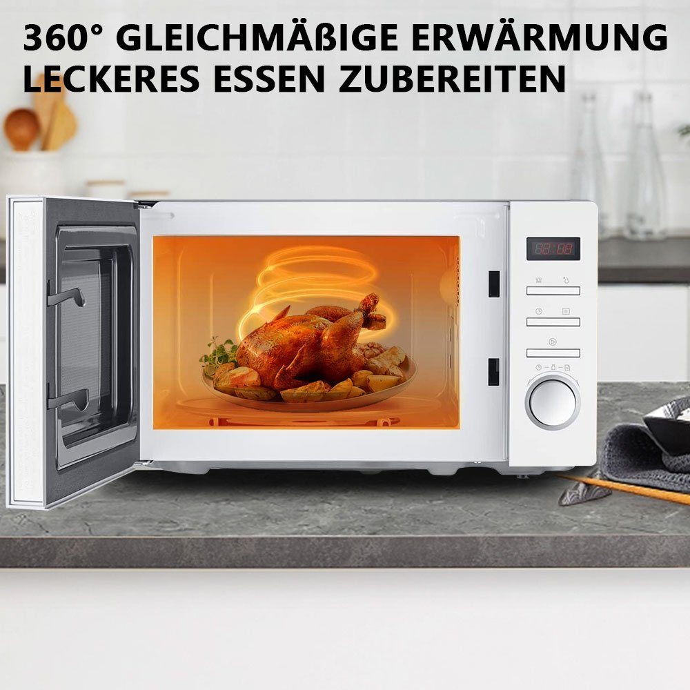 Fine Life Pro Mikrowelle ist eine 20-Liter-700-Watt-Mikrowelle mit folgenden Funktionen, Mikrowelle, 20,00 l, Solo-Mikrowelle mit 5 Leistungsstufen, Easy Defrost, 700W, Weiß