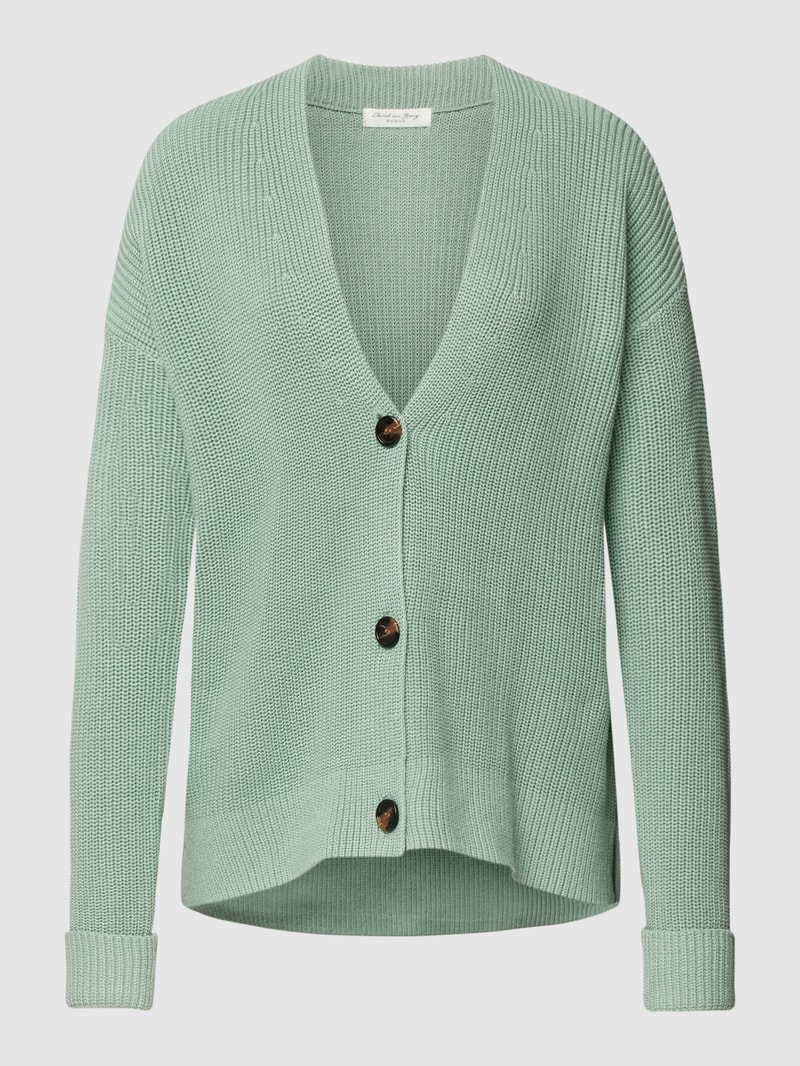 Strickjacke mit V-Ausschnitt in schilf