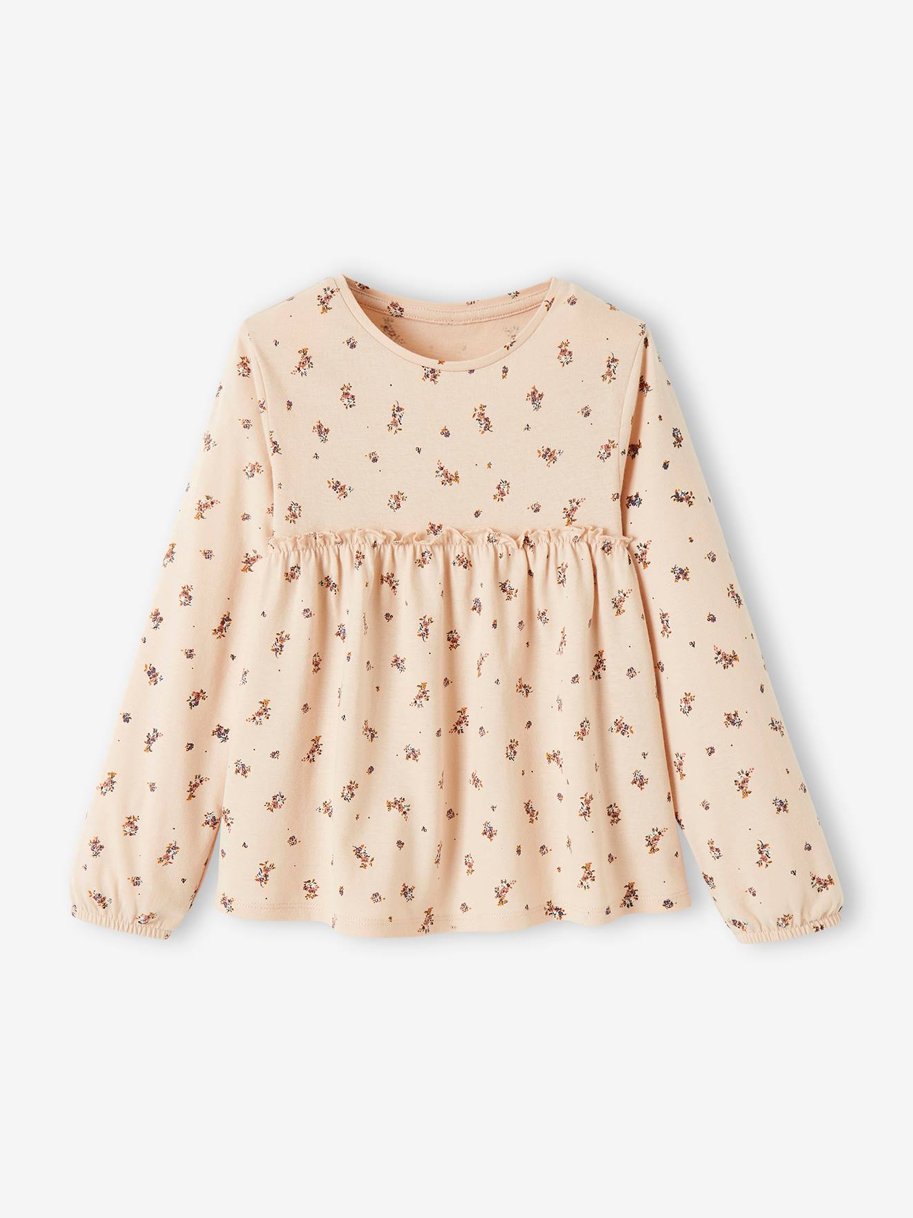 T-shirt forme blouse imprimé fille marron foncé
