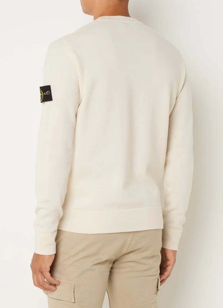 Stone Island 81155 fine knitted sweater in wool blend with stand-up collar