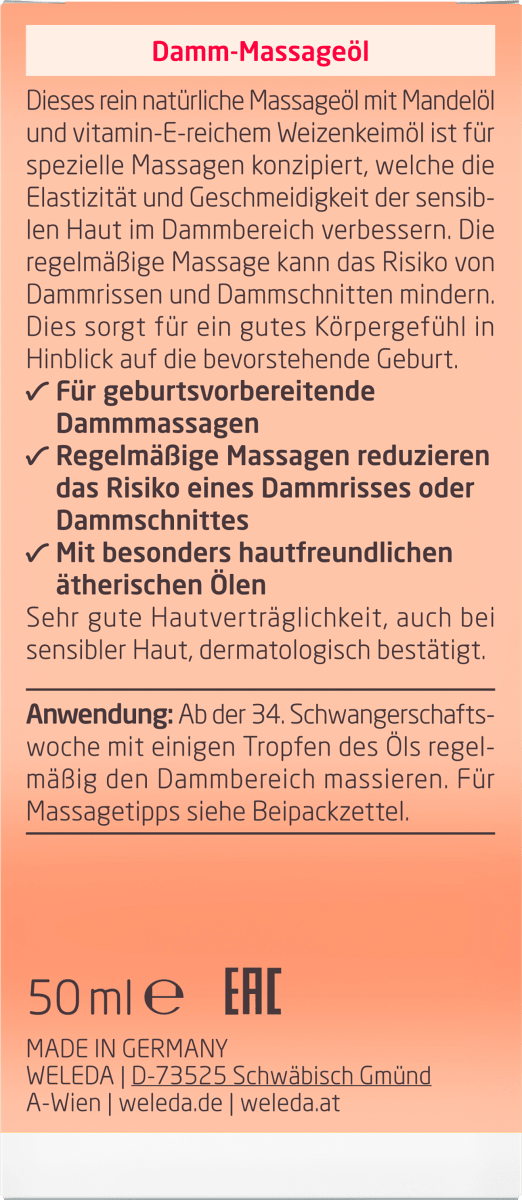 Damm Massageöl Mama, 50 ml
