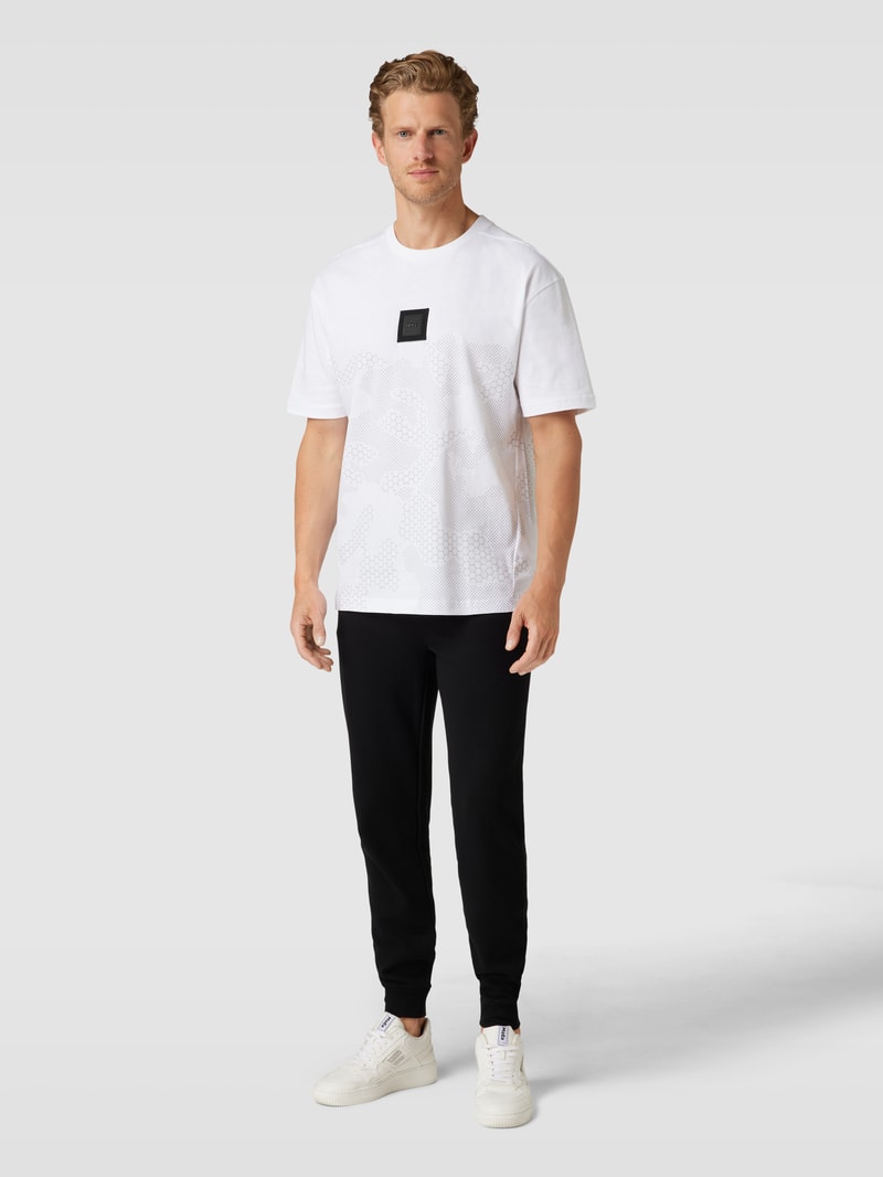 T-Shirt mit Label-Patch Modell 'Talboa Lotus' in weiß