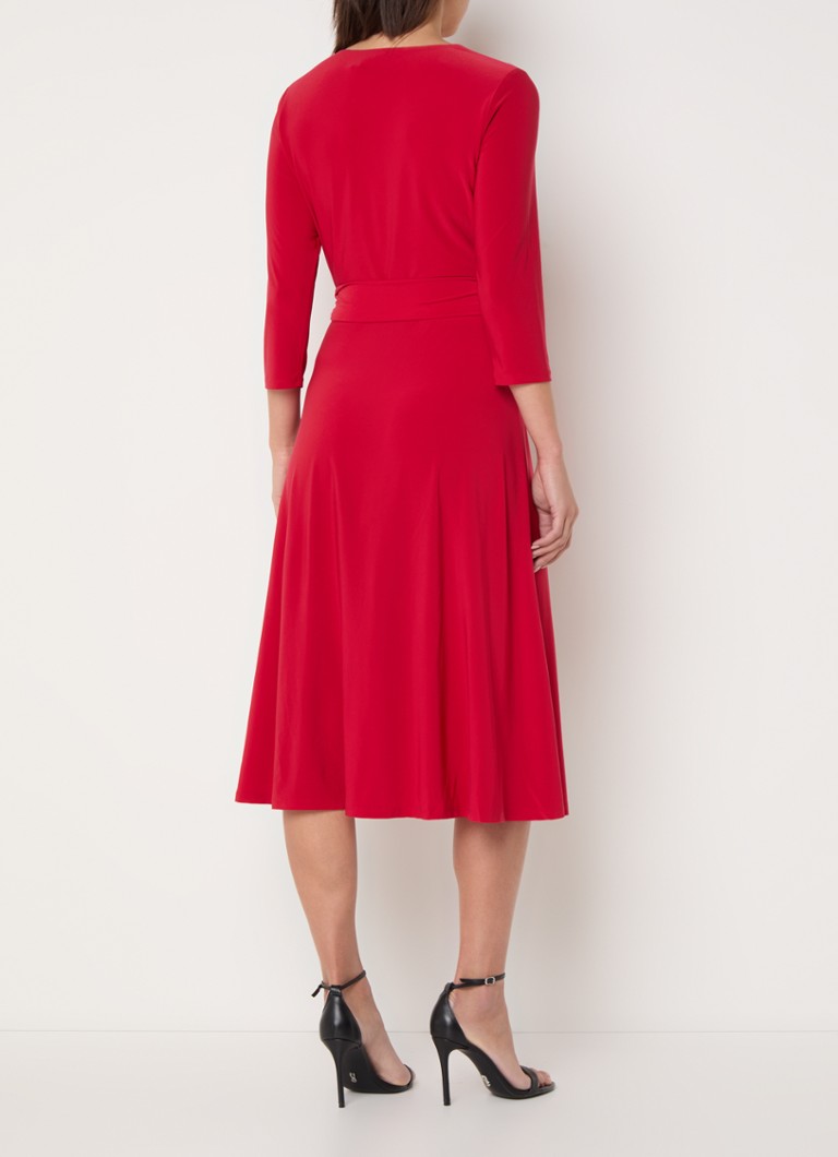 Ralph Lauren  Midi jurk met strikceintuur en V-hals