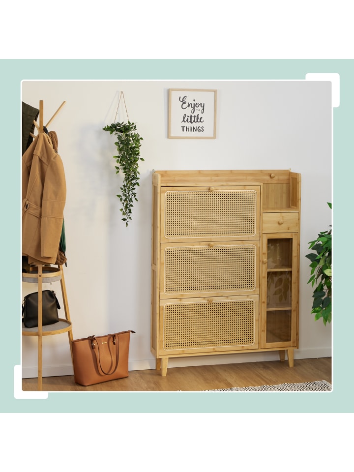 relaxdays Schuhschrank in Natur - (B)95 x (H)127 x (T)19 cm günstig kaufen onesize
