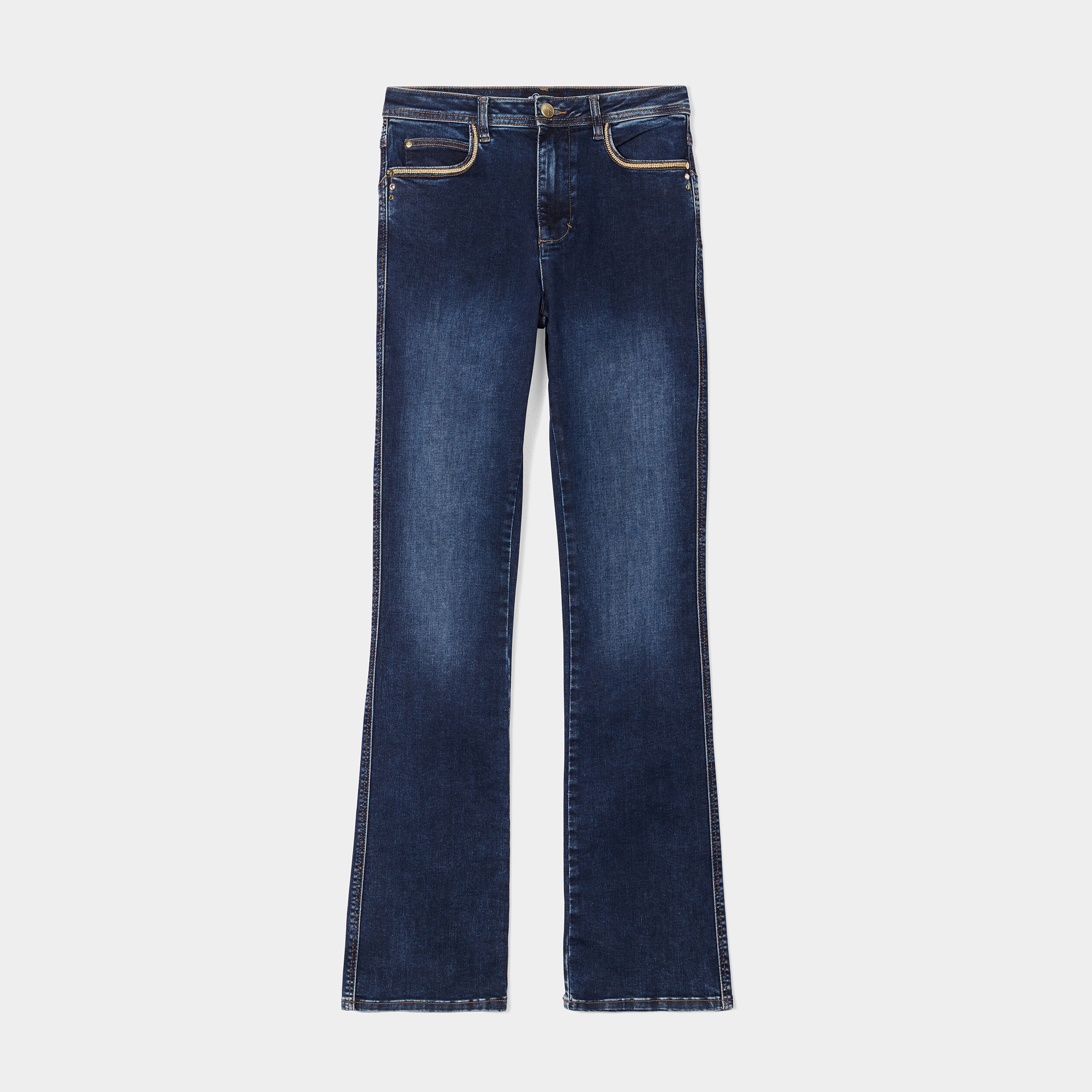Jeans bootcut liserés métallisés denim stone femme | La Halle