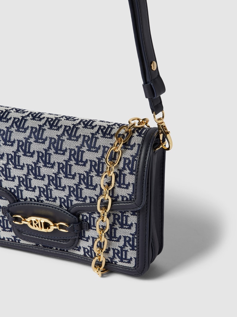 Handtasche mit Label-Print Modell 'SYDNEE' in marineblau