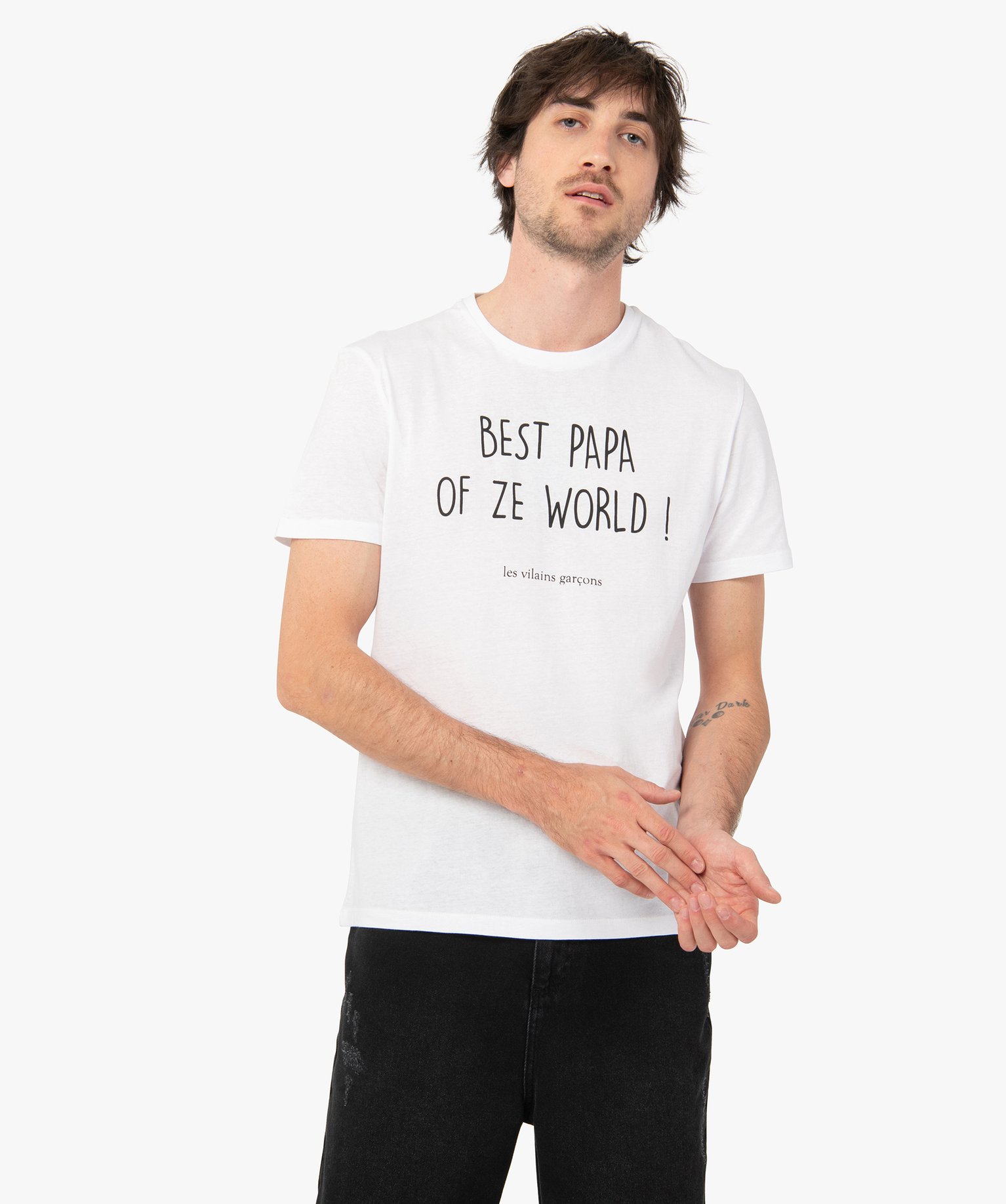 Tee-shirt homme à manches courtes à message - Gémo x Les ... blanc | GEMO