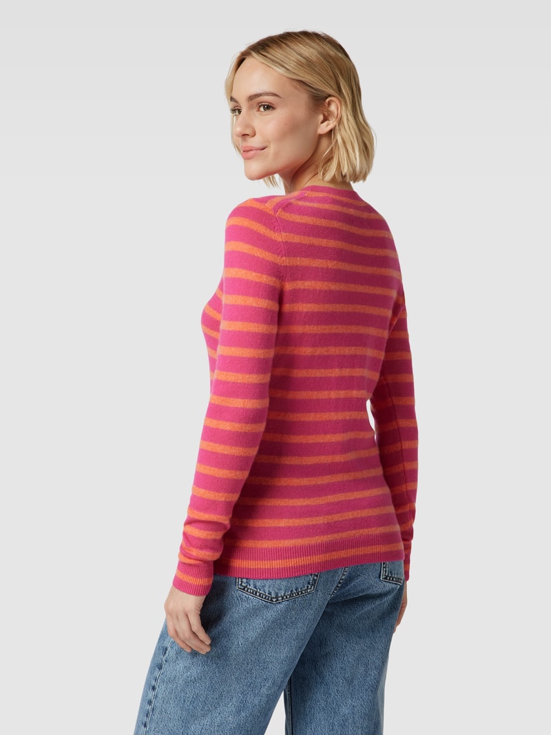 Kaschmirpullover mit Streifenmuster in pink