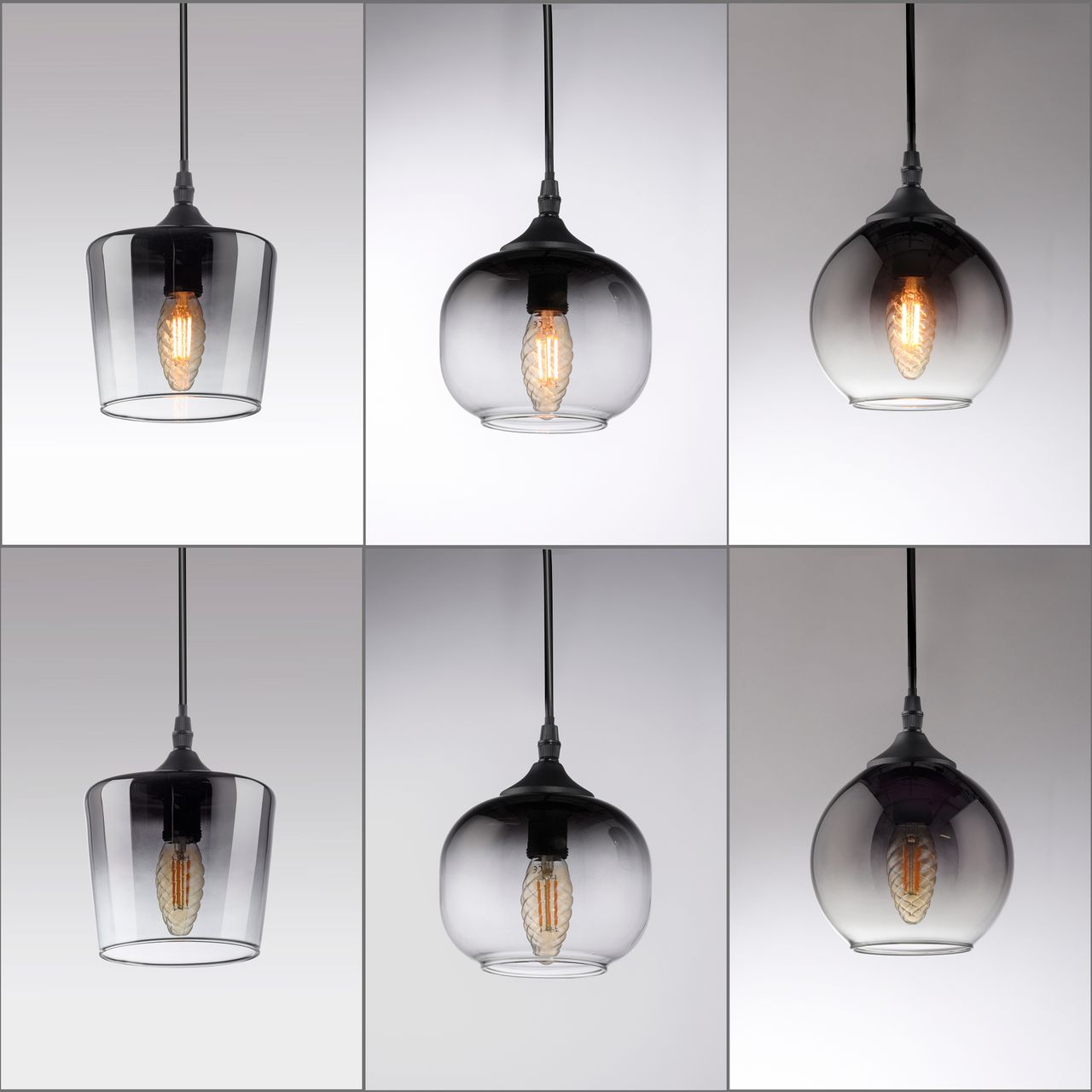 JUST LIGHT Pendelleuchte GREEN ZEA, 8x E14/25 Watt max., rauchfarbene Gläser, Holz-natur