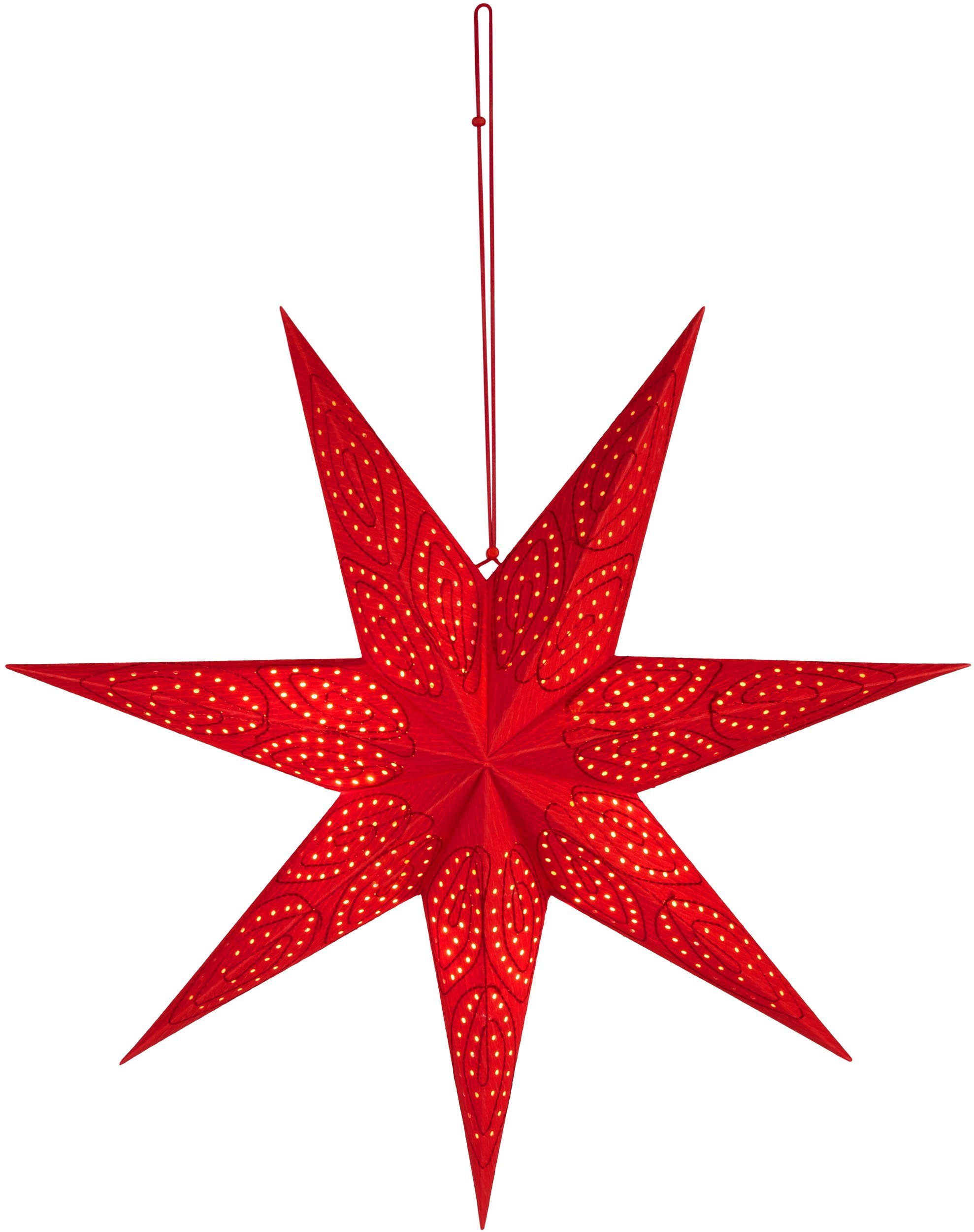 BRUBAKER LED Stern 60 cm Papier Weihnachtsstern zum Aufhängen - LED Adventsstern, Hängender Leuchtstern - Beleuchtbar mit Batterie, LED fest integriert, Warmweiß, Weihnachtsdeko für Fenster - 3D Papierstern mit Timer-Funktion