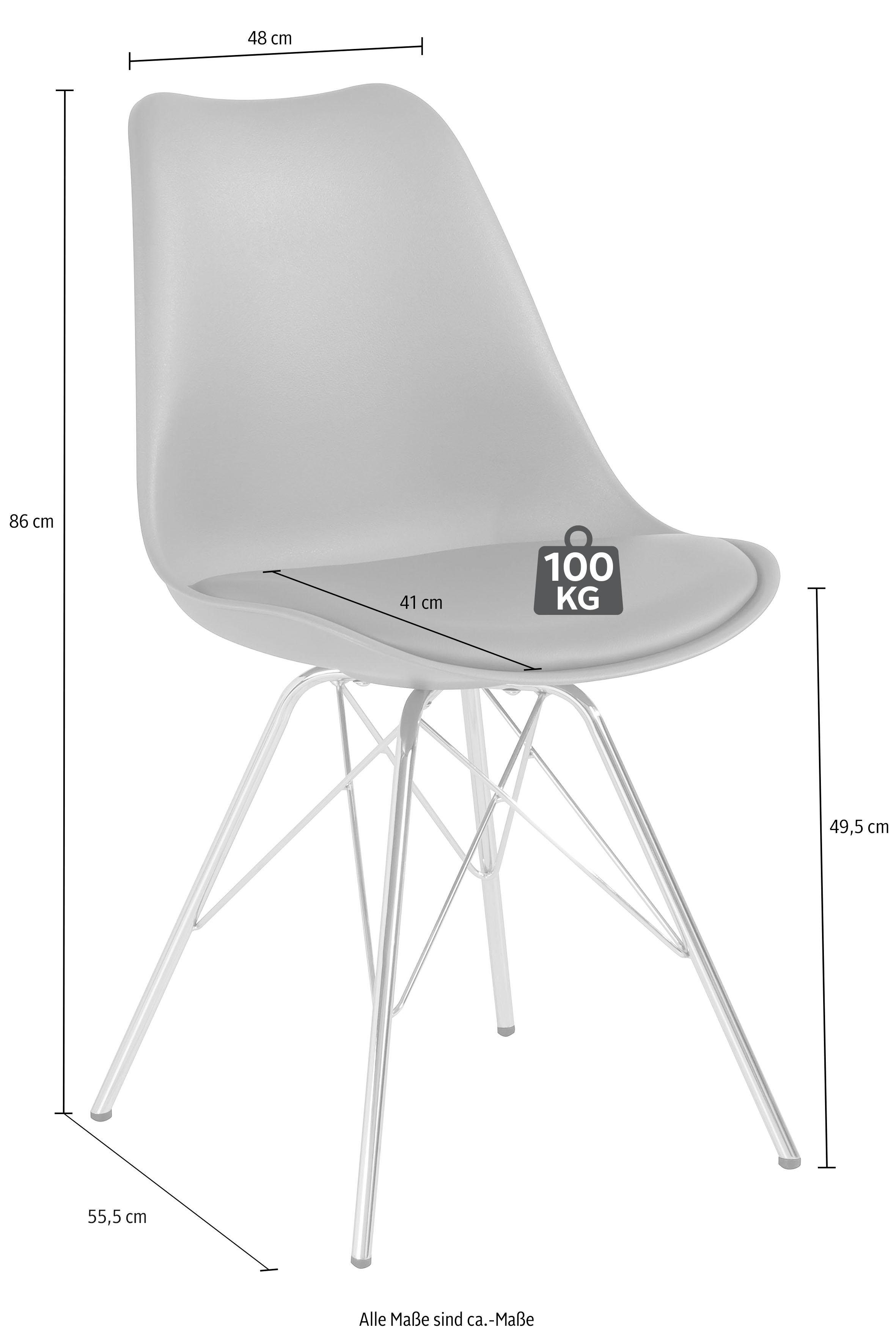 Homexperts 4-Fußstuhl Ursel 01 (Set, 2 St), Sitzschale mit Sitzkissen in Kunstleder