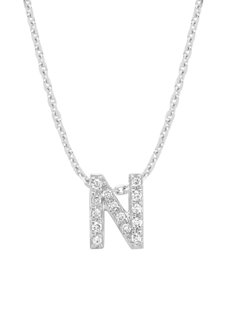 Přívěsek z bílého zlata Diamond Point N, diamant 0,05 ct, abeceda