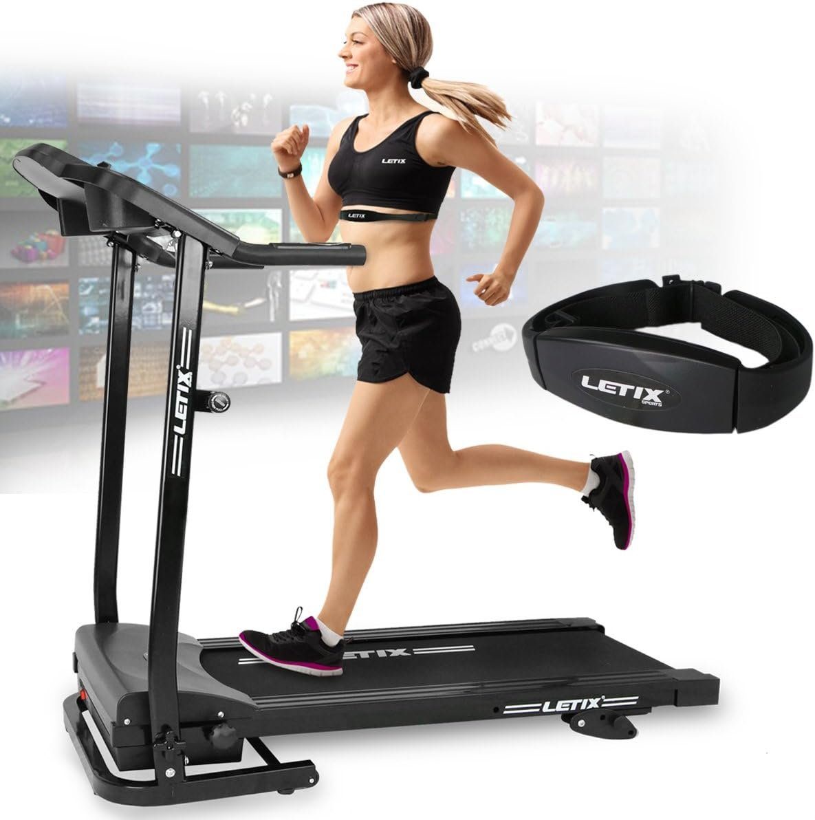 Letix Sports Laufband (Laufband für zuhause,(66dB), Geschwindigkeit bis 10 km/h, 500 Watt), Laufband für zuhause,(3-stufig)für effektiveres Training Fitnessgerät