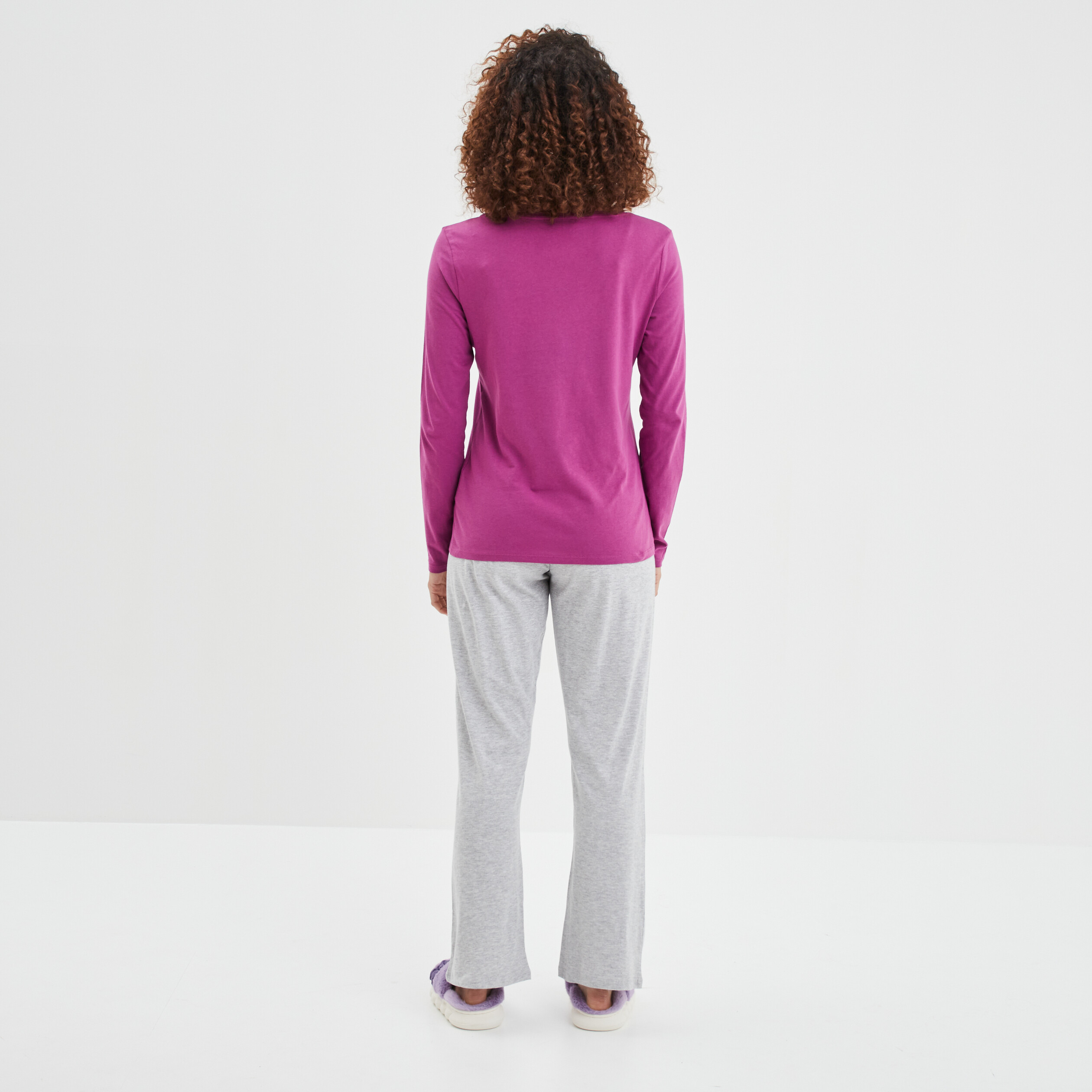Ensemble pyjama pantalon coton violet femme | La Halle