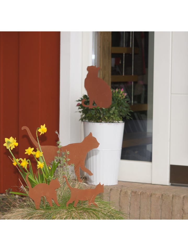 UNUS 4er Set Gartenstecker Rost Katzen in Braun günstig kaufen onesize