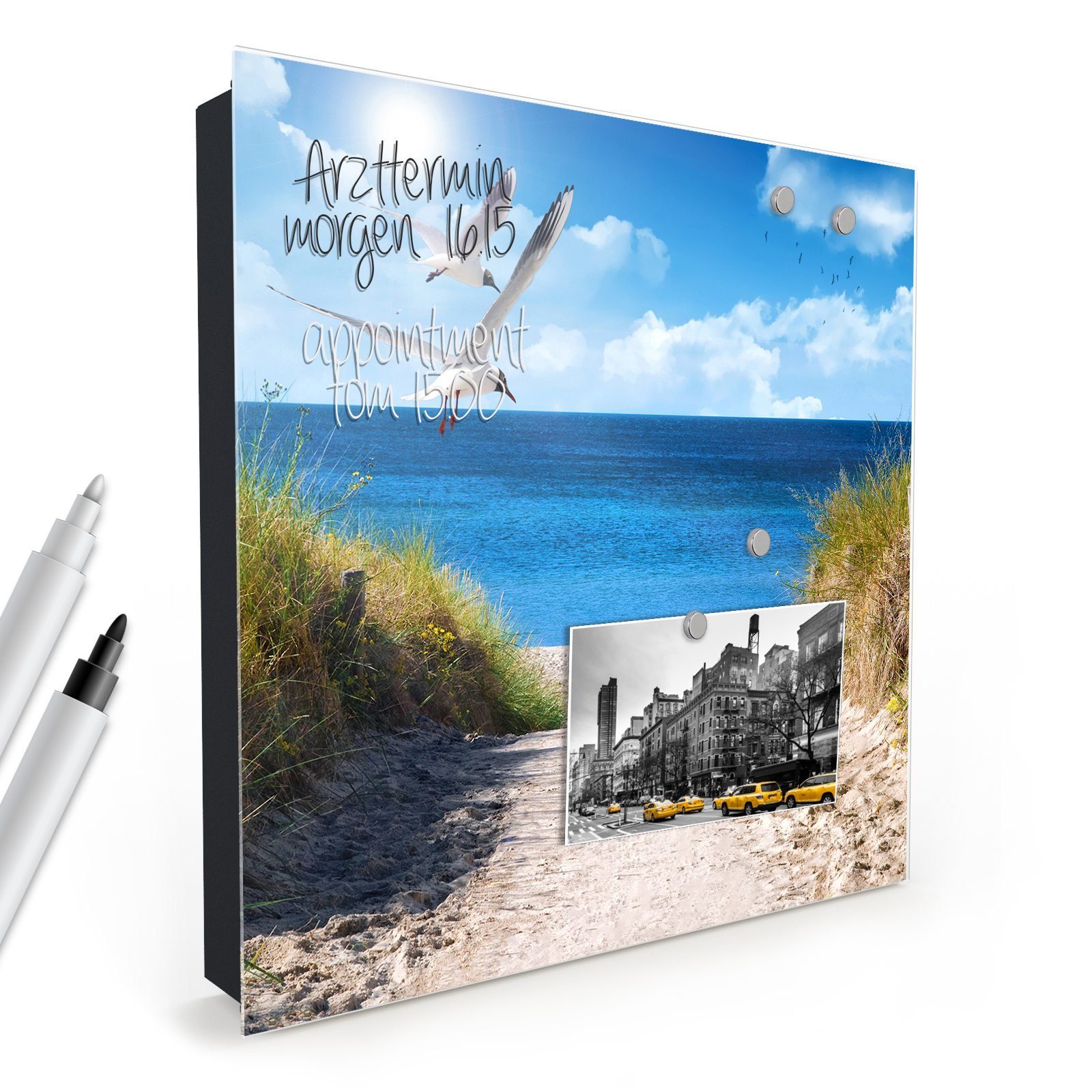 Primedeco Schlüsselkasten Magnetpinnwand mit Glasfront Möwen am Meer (1 St)