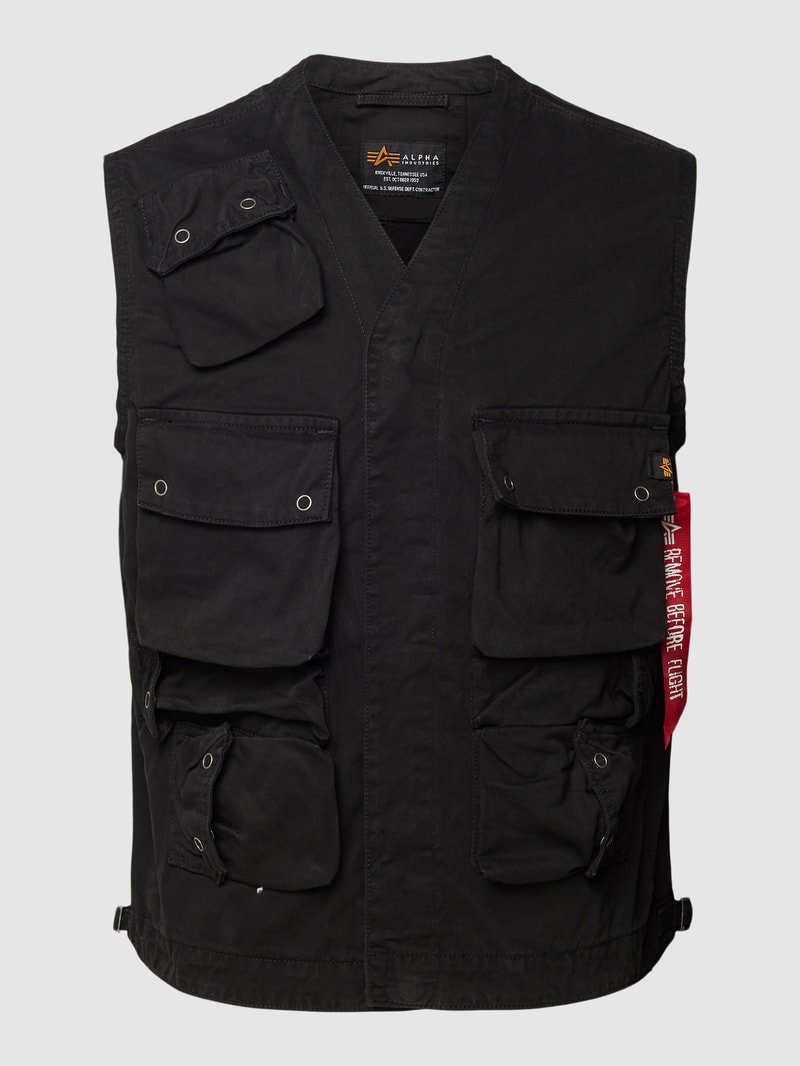 Weste mit Label-Details Modell 'MILITARY' in schwarz
