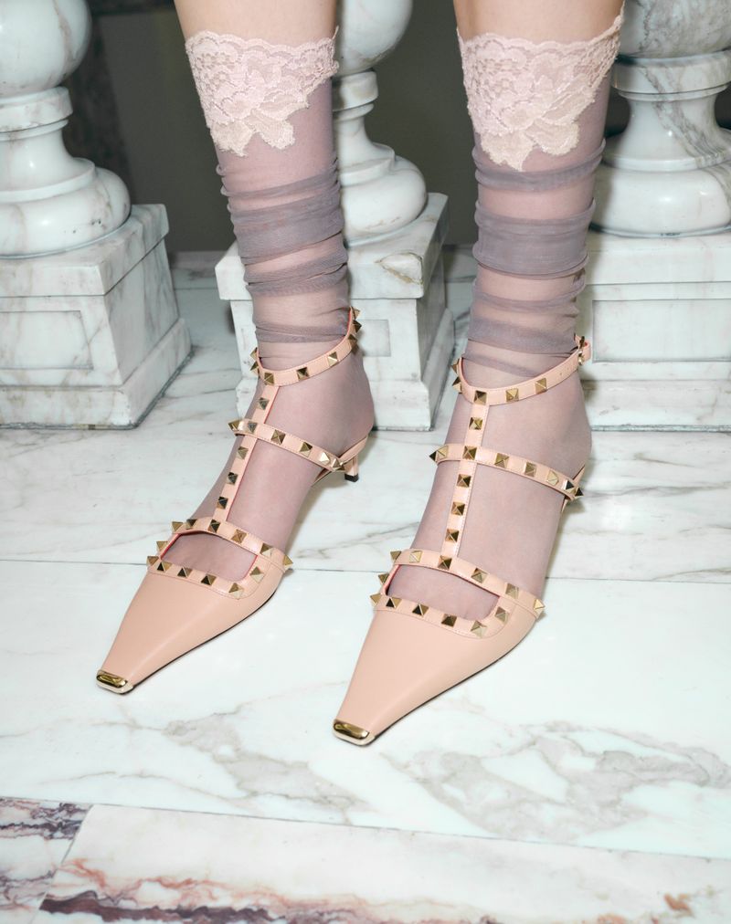 Rockstud Decote em Pele de Cabra 40mm
