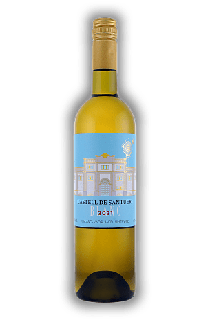 Terra de Falanis, Castell de Santueri Blanc, 2021, Mallorca  Terra de Falanis, Castell de Santueri Blanc, 2021, Mallorca  Frisch und ausgewogen vereint er in vortrefflicher Weise die Landschaft und das Klima der Mittelmeerinsel Mallorca. Jahrgang 202