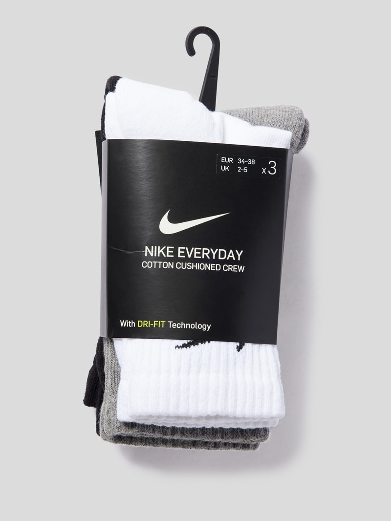 Socken mit Label-Stitching im 3er-Pack in mittelgrau