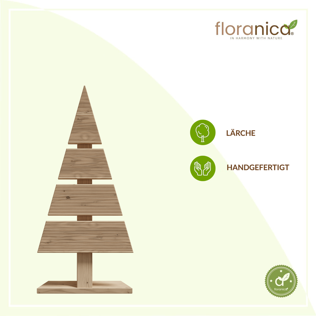 Pemicont Floranica Holz-Weihnachtsbaum Naturholz Dekobaum Tanne 60x27cm Weihnachtsdekoration Unbehandelte